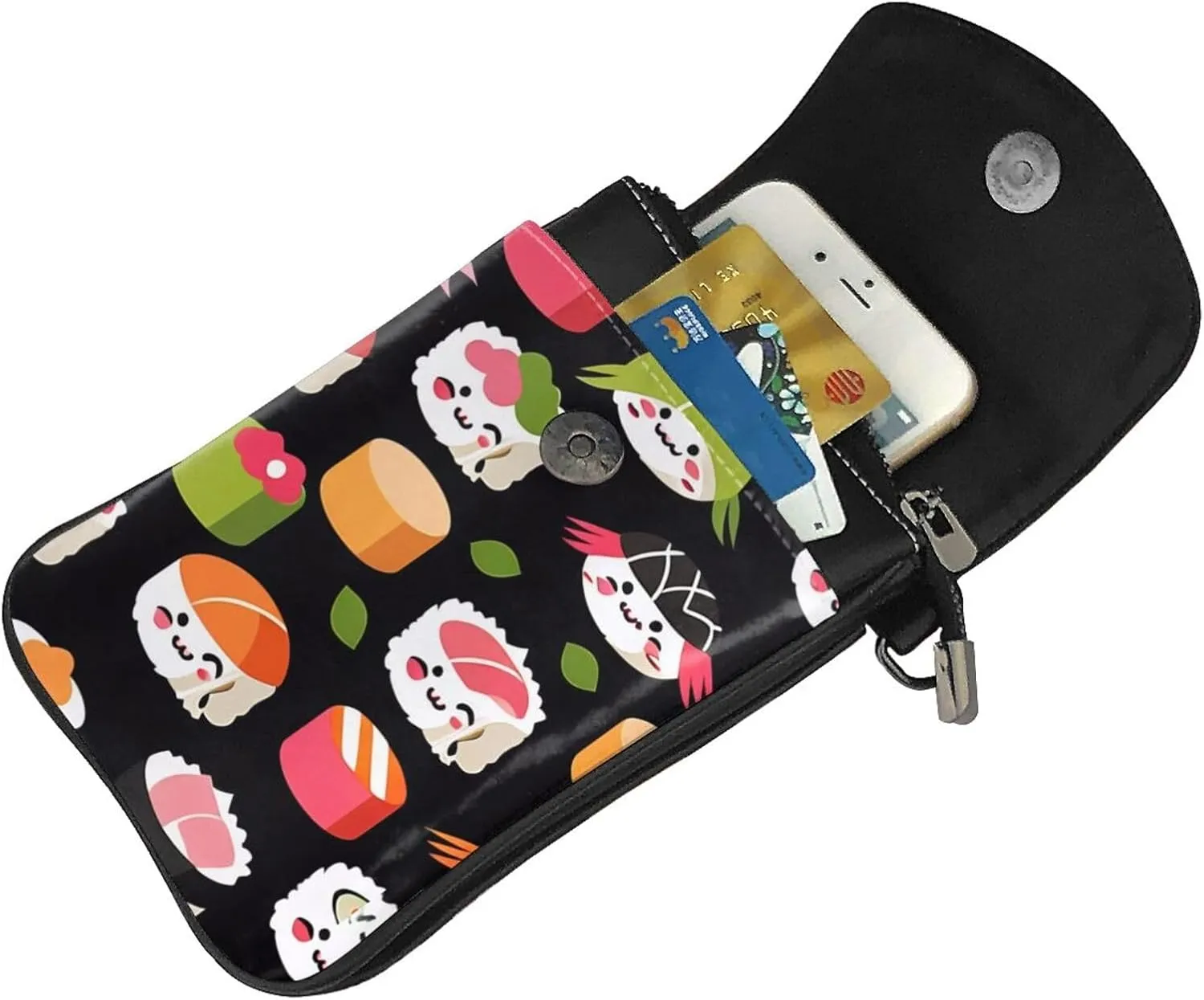 Small Crossbody Bags for Women,Leather Shoulder Bag for Cell Phone Purse with Strap and Violet-Gold Butterflies Printed