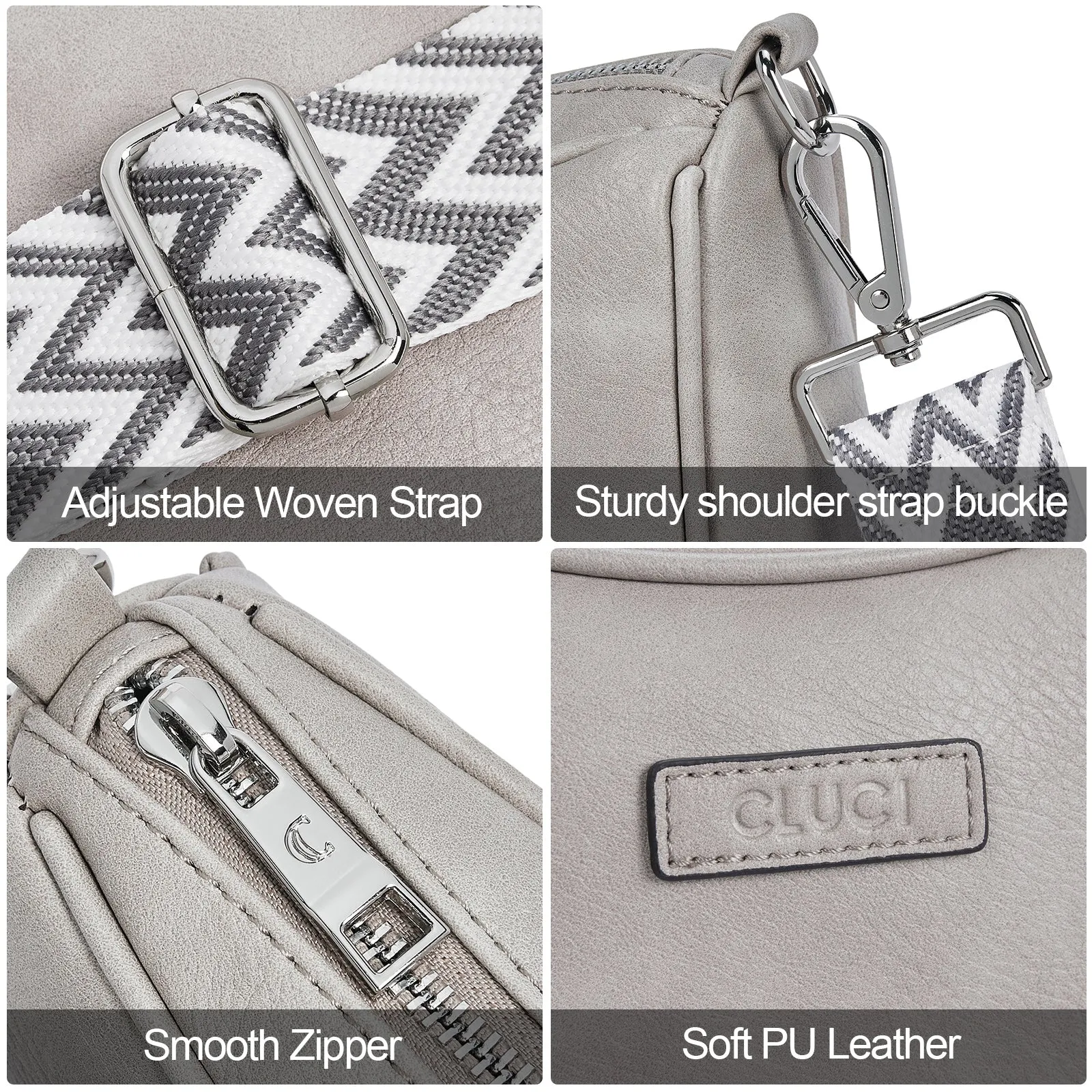 Small Crossbody Purses for Women Vegan Leather with 2 Wide Straps