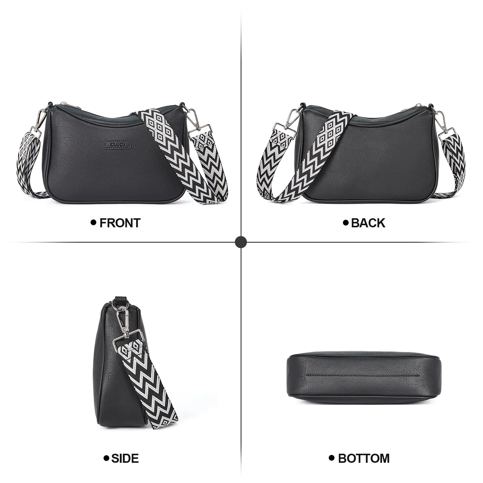 Small Crossbody Purses for Women Vegan Leather with 2 Wide Straps