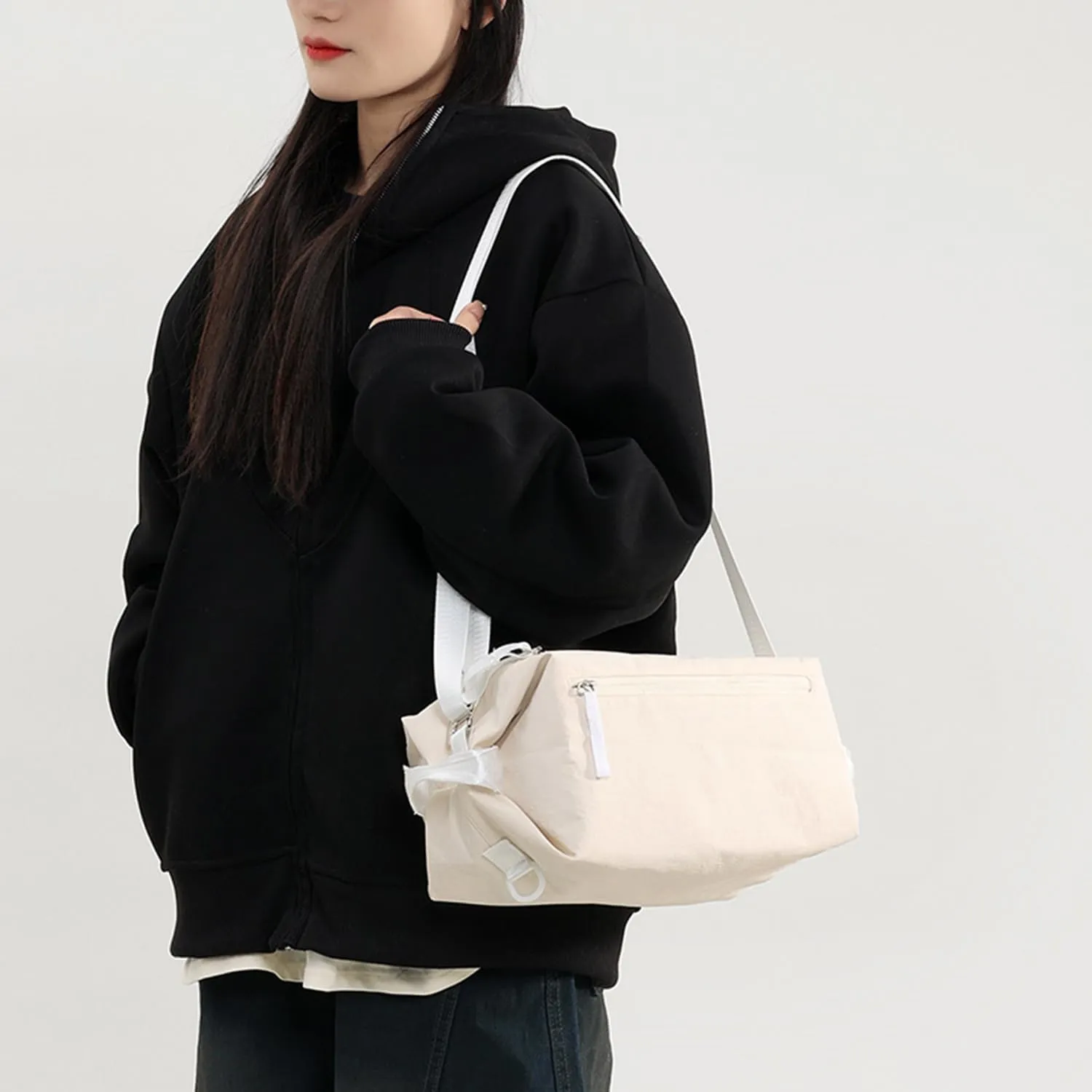 Small Gym Bag for Women Men, Fashionable and Cute Sports Duffel Bag, Waterproof Duffel Crossbody Gym Handbag for Travel Hiking, Grey, Urban simplicity