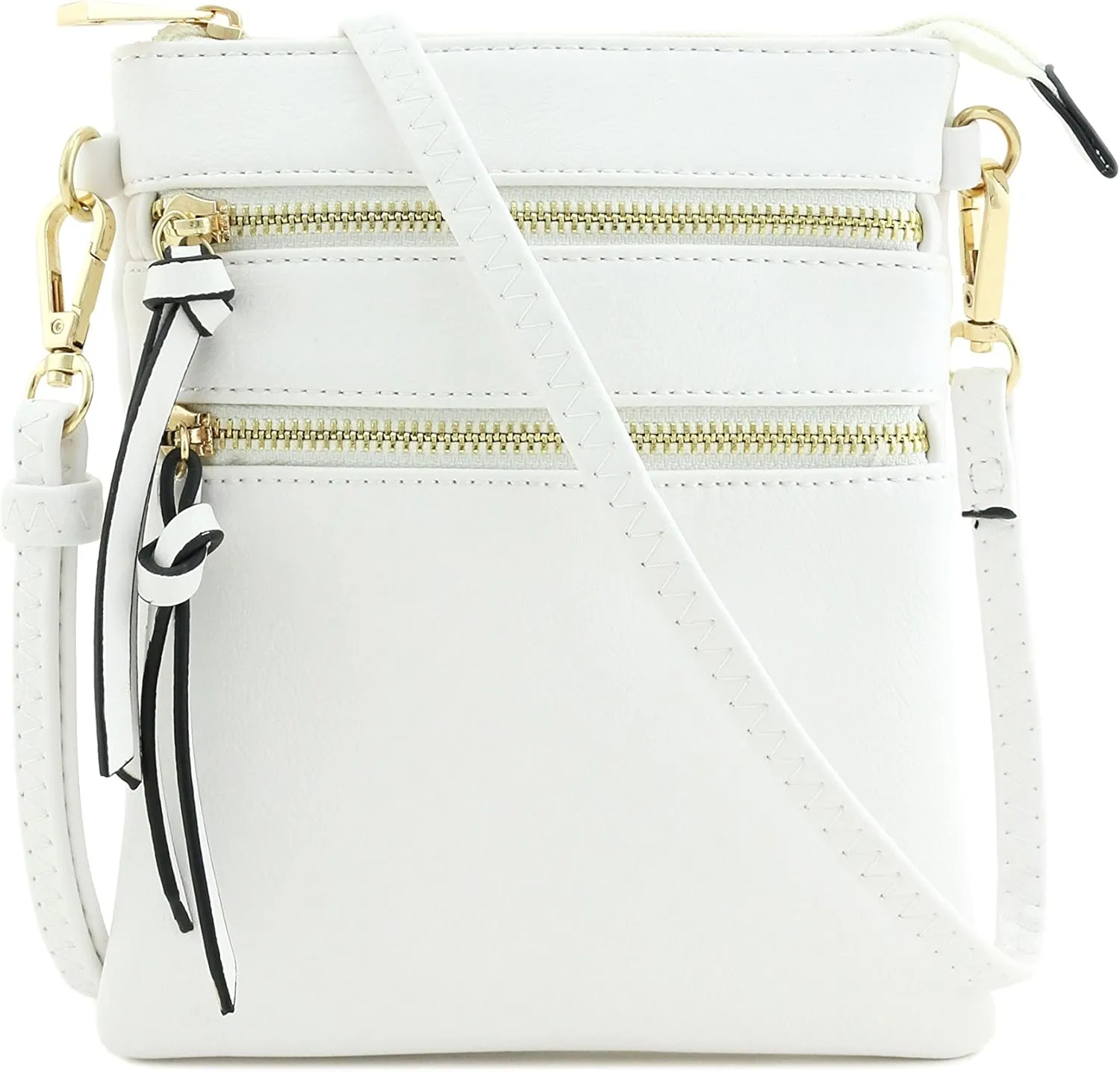 Small Lightweight Shoulder Bag for Women, Mini Multi Zipper Pocket Crossbody Handbag with Adjustable strap