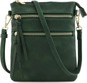 Small Lightweight Shoulder Bag for Women, Mini Multi Zipper Pocket Crossbody Handbag with Adjustable strap