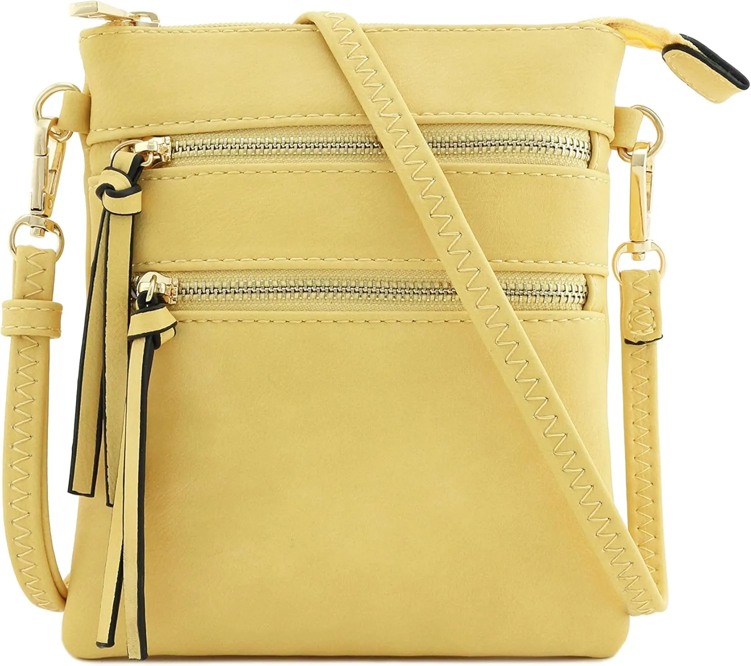 Small Lightweight Shoulder Bag for Women, Mini Multi Zipper Pocket Crossbody Handbag with Adjustable strap