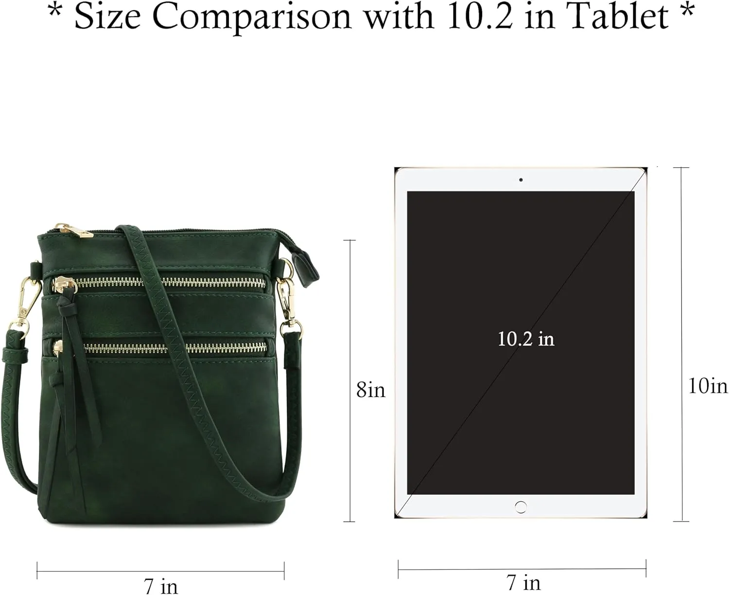 Small Lightweight Shoulder Bag for Women, Mini Multi Zipper Pocket Crossbody Handbag with Adjustable strap