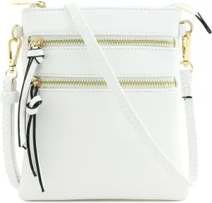 Small Lightweight Shoulder Bag for Women, Mini Multi Zipper Pocket Crossbody Handbag with Adjustable strap