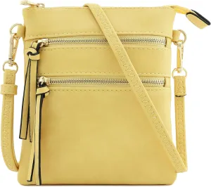 Small Lightweight Shoulder Bag for Women, Mini Multi Zipper Pocket Crossbody Handbag with Adjustable strap