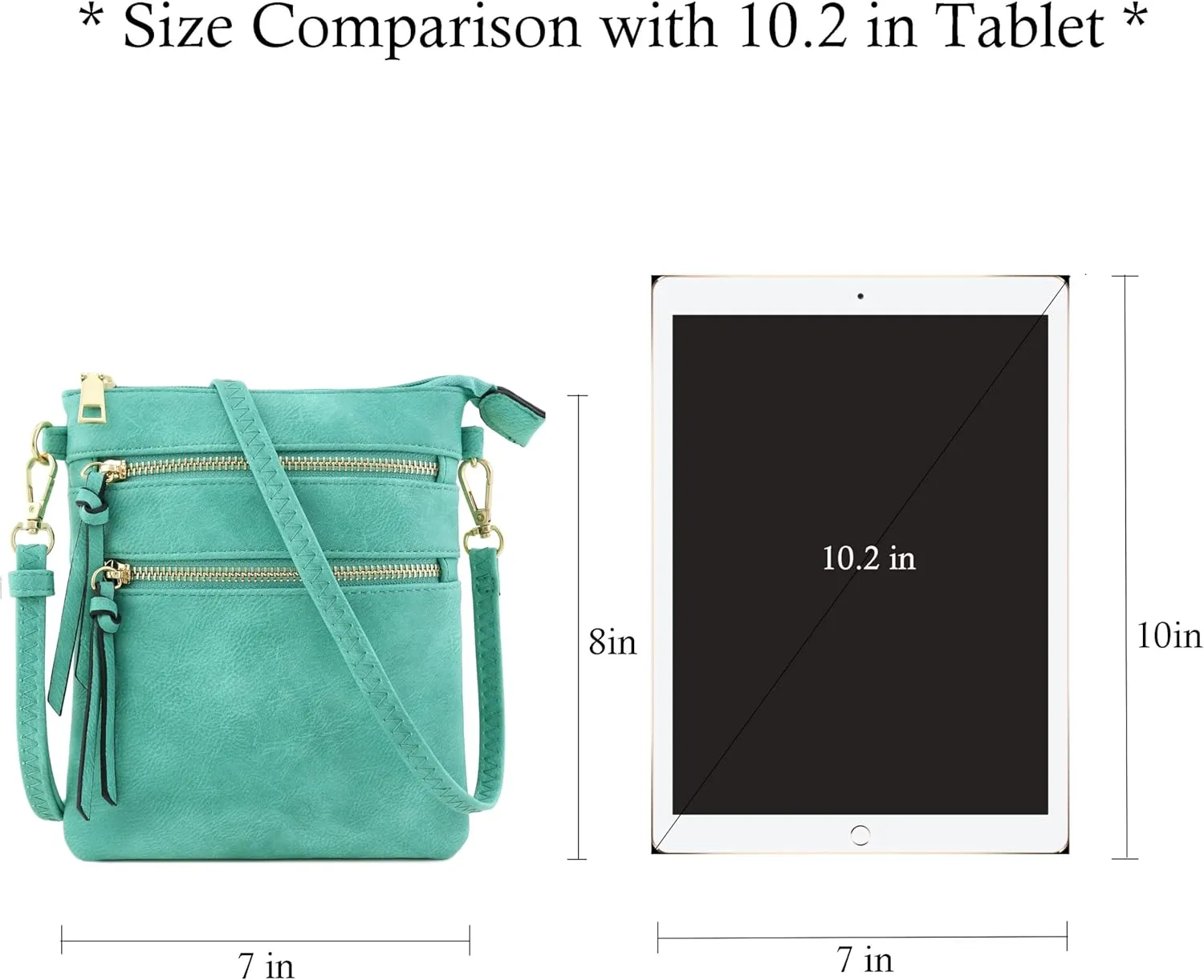 Small Lightweight Shoulder Bag for Women, Mini Multi Zipper Pocket Crossbody Handbag with Adjustable strap