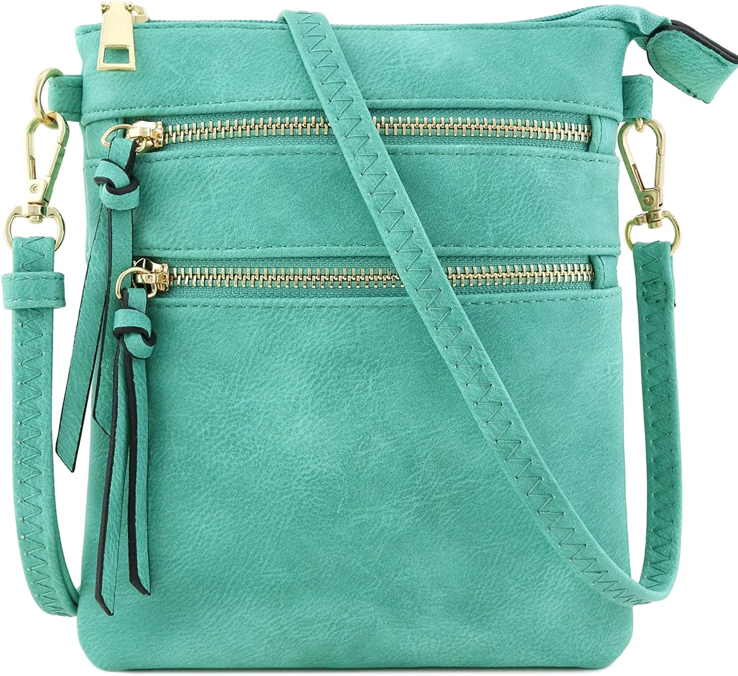 Small Lightweight Shoulder Bag for Women, Mini Multi Zipper Pocket Crossbody Handbag with Adjustable strap