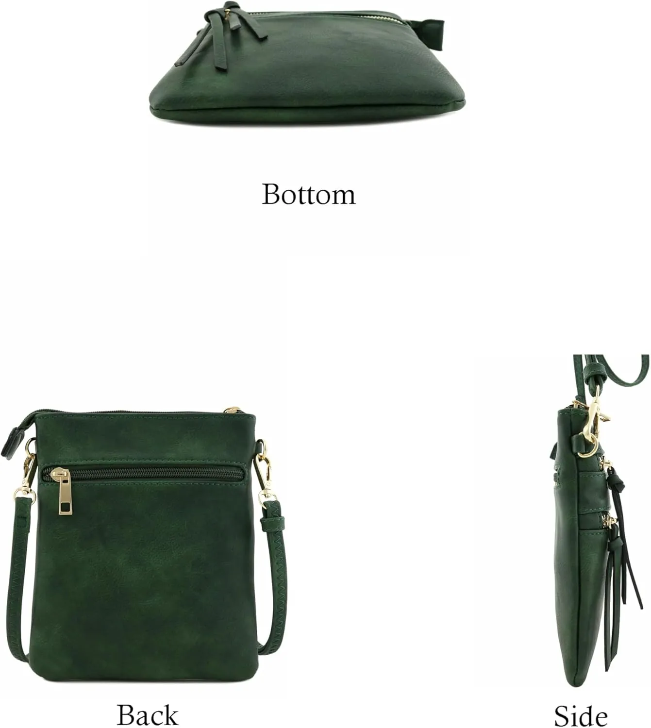 Small Lightweight Shoulder Bag for Women, Mini Multi Zipper Pocket Crossbody Handbag with Adjustable strap