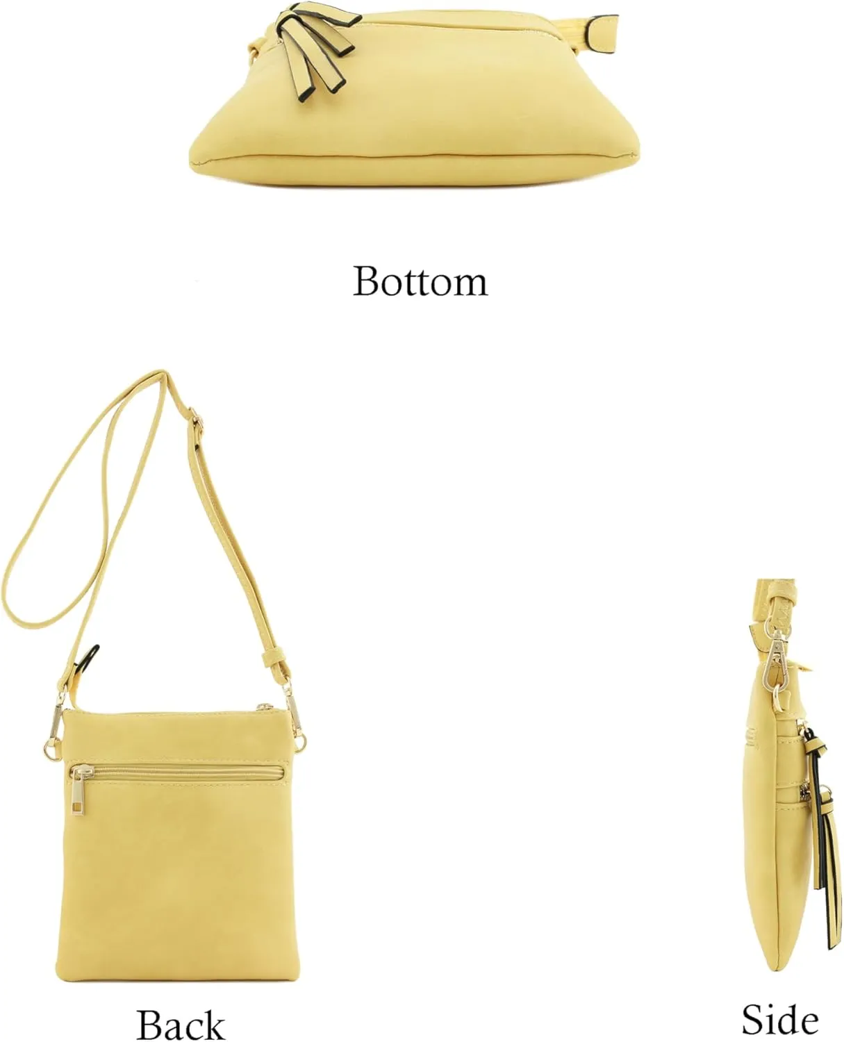 Small Lightweight Shoulder Bag for Women, Mini Multi Zipper Pocket Crossbody Handbag with Adjustable strap