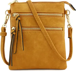 Small Lightweight Shoulder Bag for Women, Mini Multi Zipper Pocket Crossbody Handbag with Adjustable strap