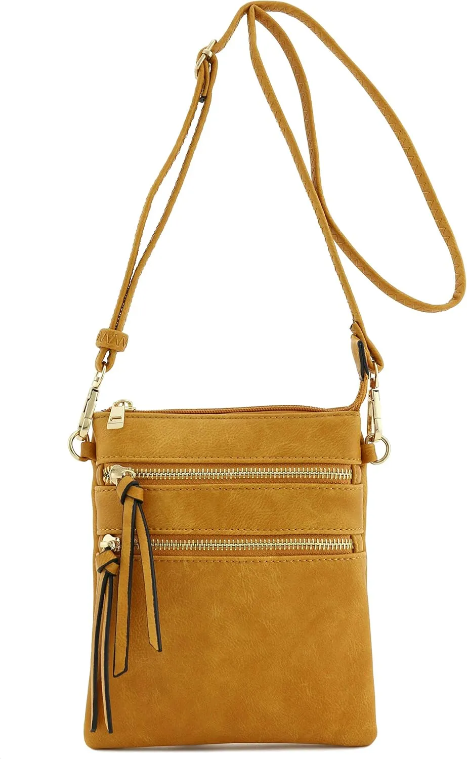 Small Lightweight Shoulder Bag for Women, Mini Multi Zipper Pocket Crossbody Handbag with Adjustable strap