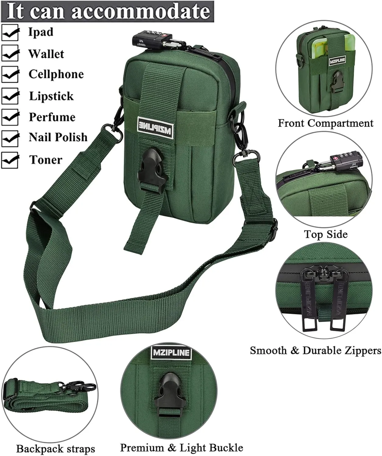 Small Tactical Package Bag -Smell Proof - Crossbody Sling Shoulder Bags with Carbon Lining for Man