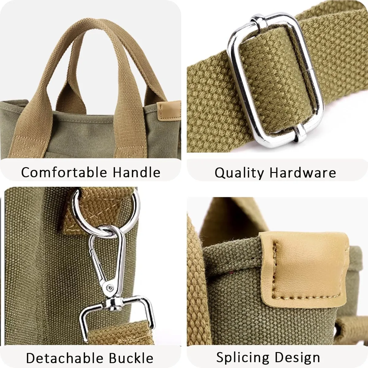 Small Tote Bag with Zipper, 2024 Canvas Multi-Pocket Crossbody Bag Shoulder Bag Satchel Hobo Bag Messenger Bag