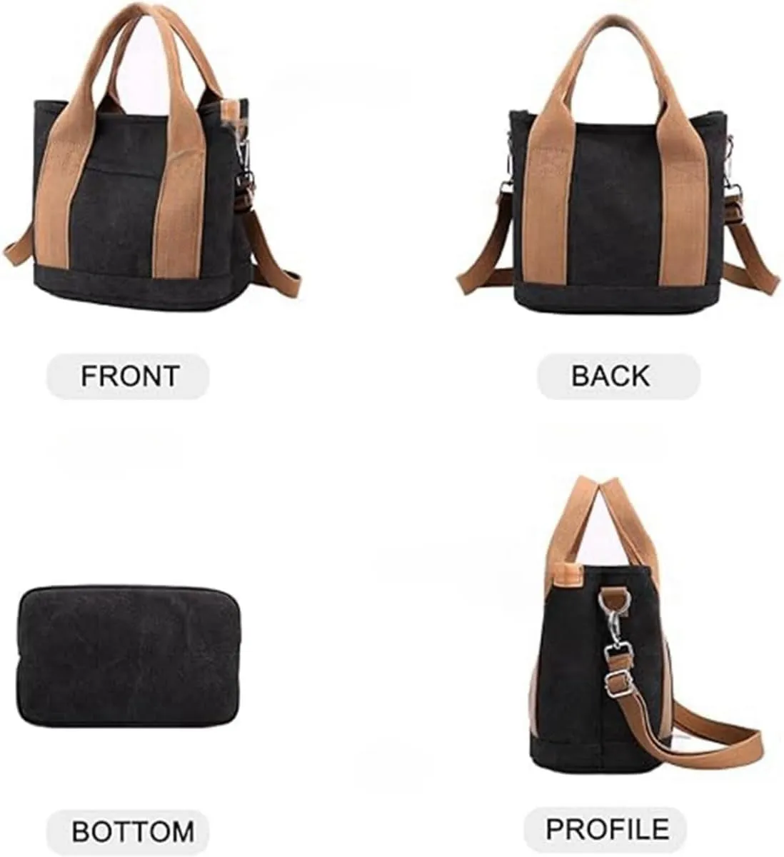 Small Tote Bag with Zipper, 2024 Canvas Multi-Pocket Crossbody Bag Shoulder Bag Satchel Hobo Bag Messenger Bag