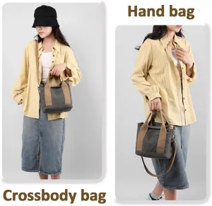 Small Tote Bag with Zipper, 2024 Canvas Multi-Pocket Crossbody Bag Shoulder Bag Satchel Hobo Bag Messenger Bag