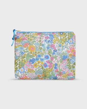 Soft Small Zip Pouch in Blue Multi Margaret Annie Liberty Fabric