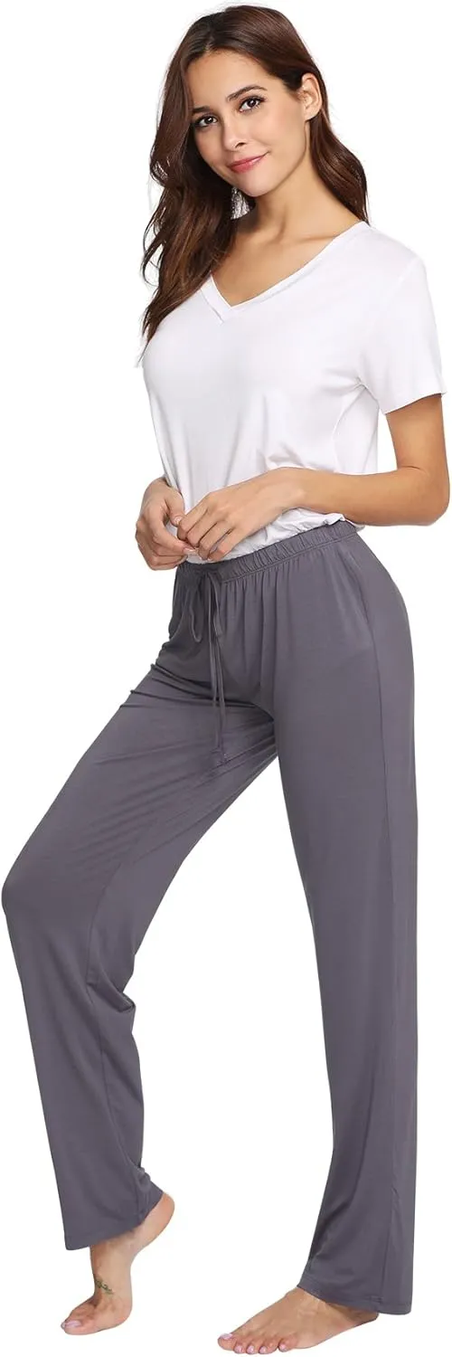 Soft Viscose Pajama Pants for Women, Comfy Lounge Sleep Pants Pj Bottoms Drawstring Sleepwear