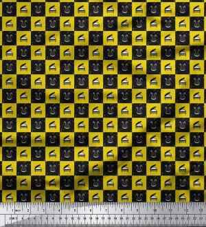 Soimoi Heavy Canvas Yellow Fabric - by The Yard - 58 Inch Wide - Stars & Piano Musical Instrument Textile - Celestial and Melodic Patterns for Various Projects Printed Fabric