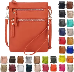 Solene Small Crossbody Bag for Women, Multi Zip Pockets with Detachable Wristlet, Lightweight Travel Purse, Cell Phone Pouch
