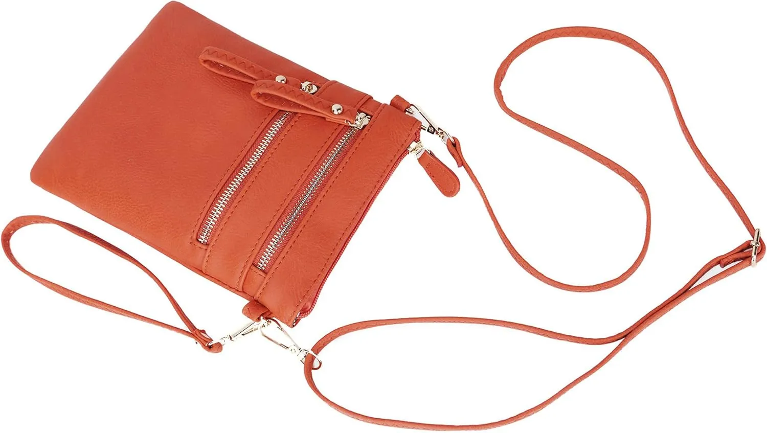 Solene Small Crossbody Bag for Women, Multi Zip Pockets with Detachable Wristlet, Lightweight Travel Purse, Cell Phone Pouch
