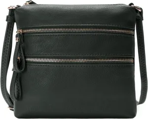 Solene Small Multi Zipper Pocket Crossbody Bag with Adjustable Strap, Lightweight Travel Purse, Daily Small Messenger Pouch