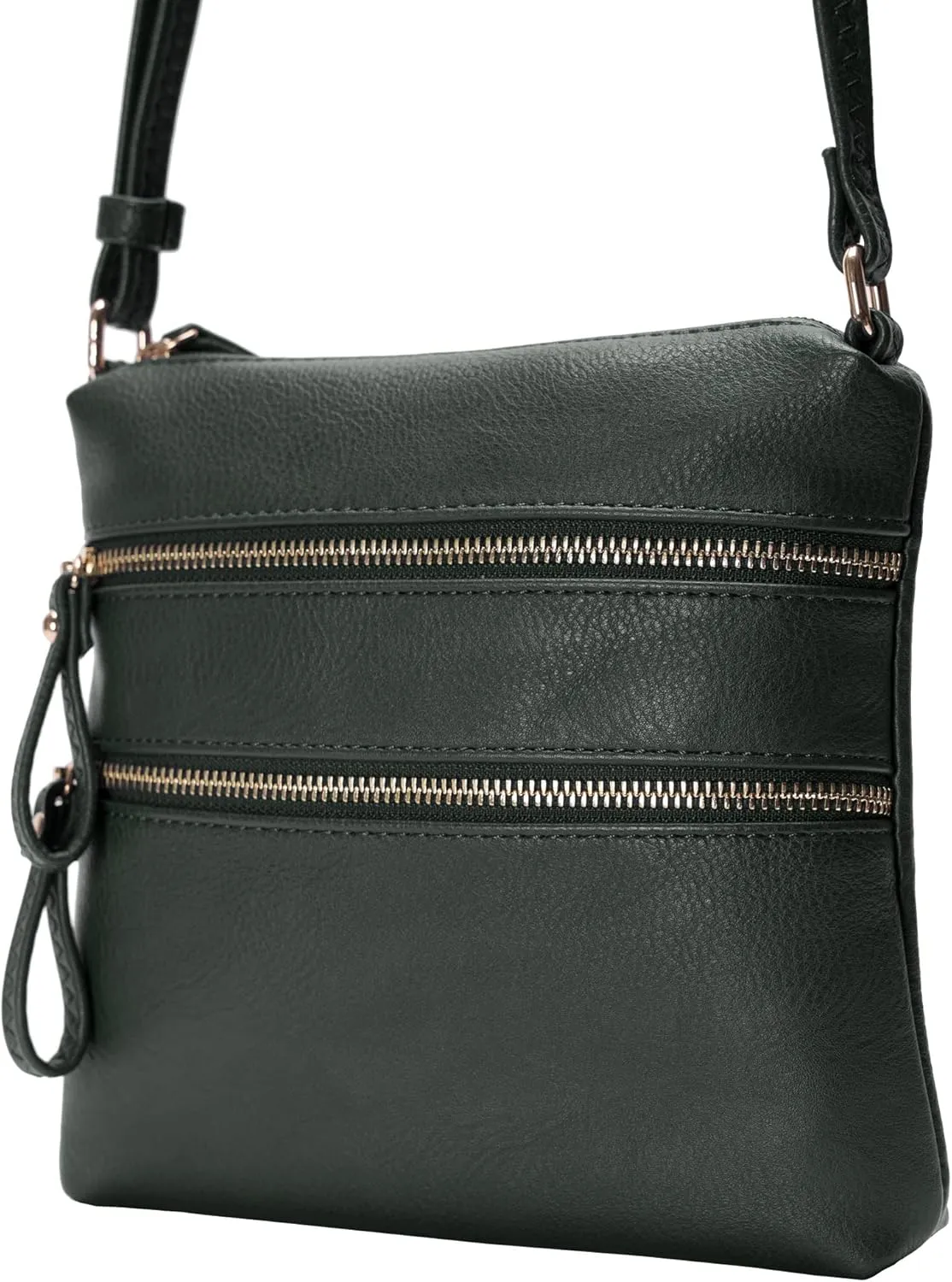 Solene Small Multi Zipper Pocket Crossbody Bag with Adjustable Strap, Lightweight Travel Purse, Daily Small Messenger Pouch