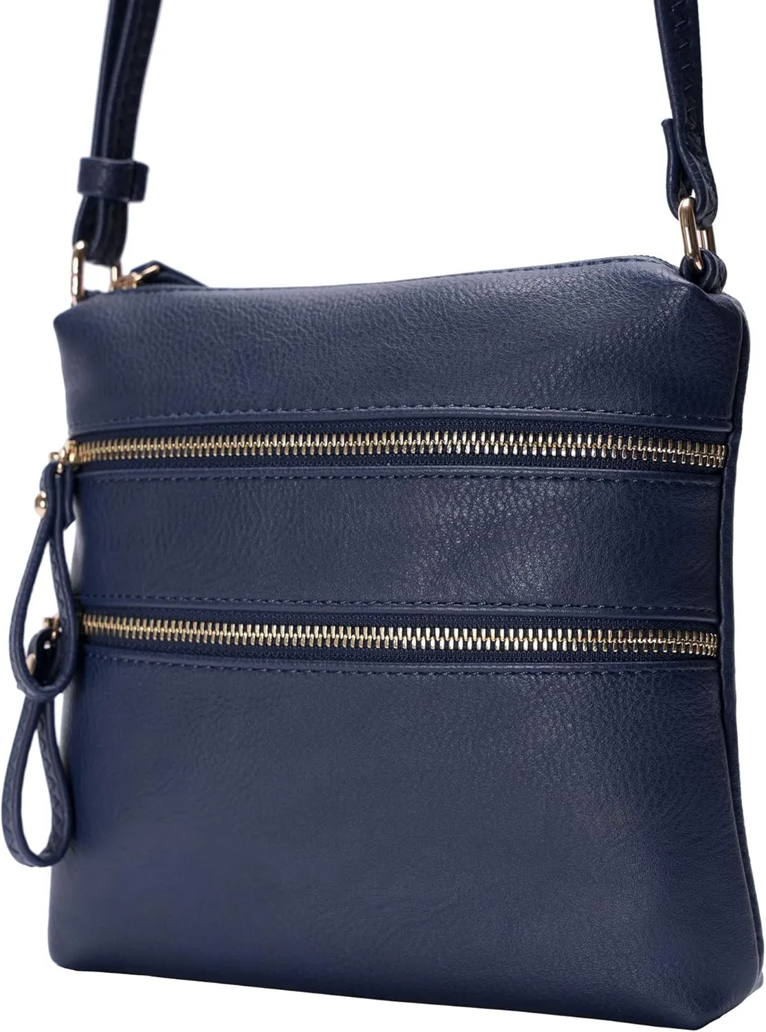 Solene Small Multi Zipper Pocket Crossbody Bag with Adjustable Strap, Lightweight Travel Purse, Daily Small Messenger Pouch