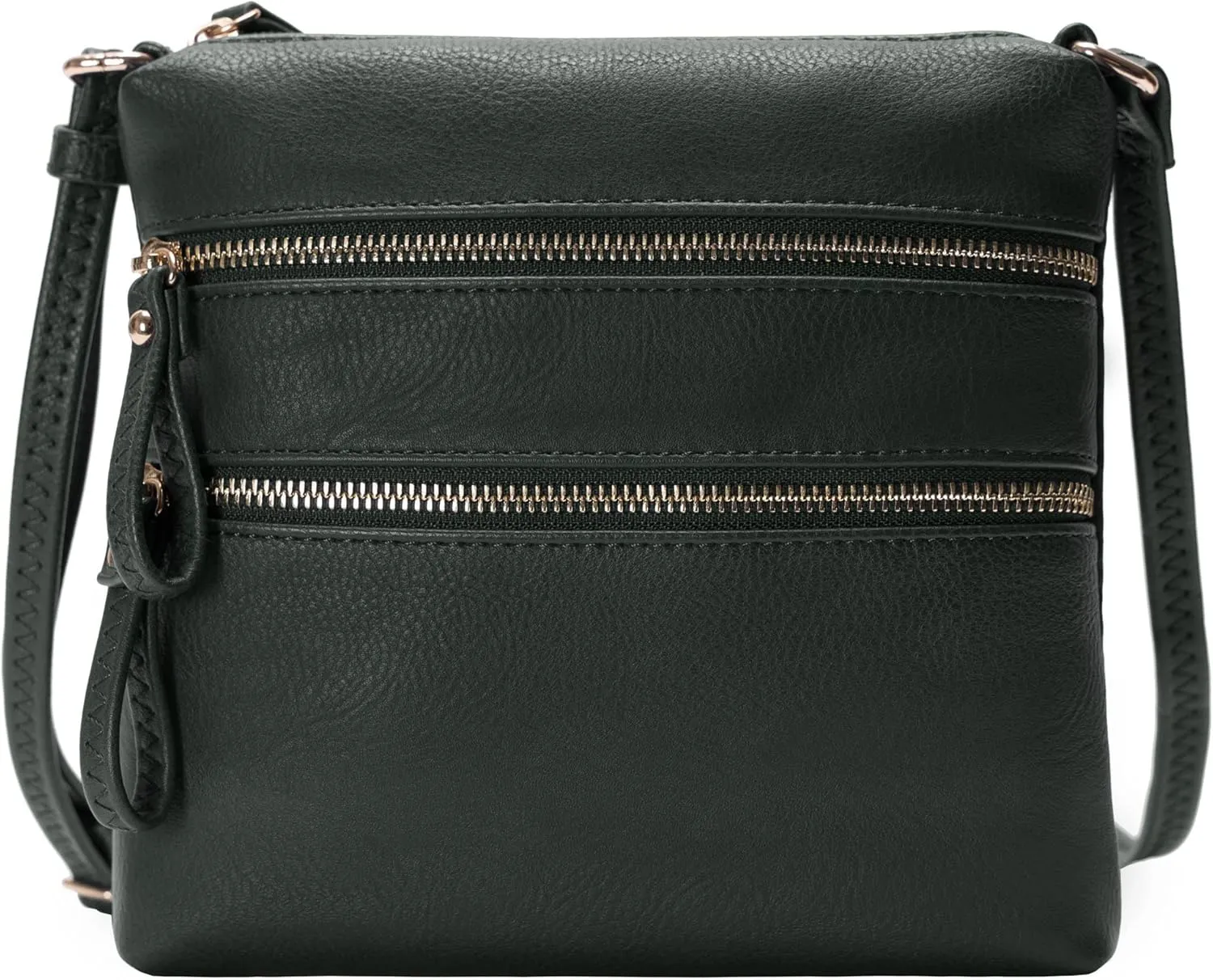 Solene Small Multi Zipper Pocket Crossbody Bag with Adjustable Strap, Lightweight Travel Purse, Daily Small Messenger Pouch