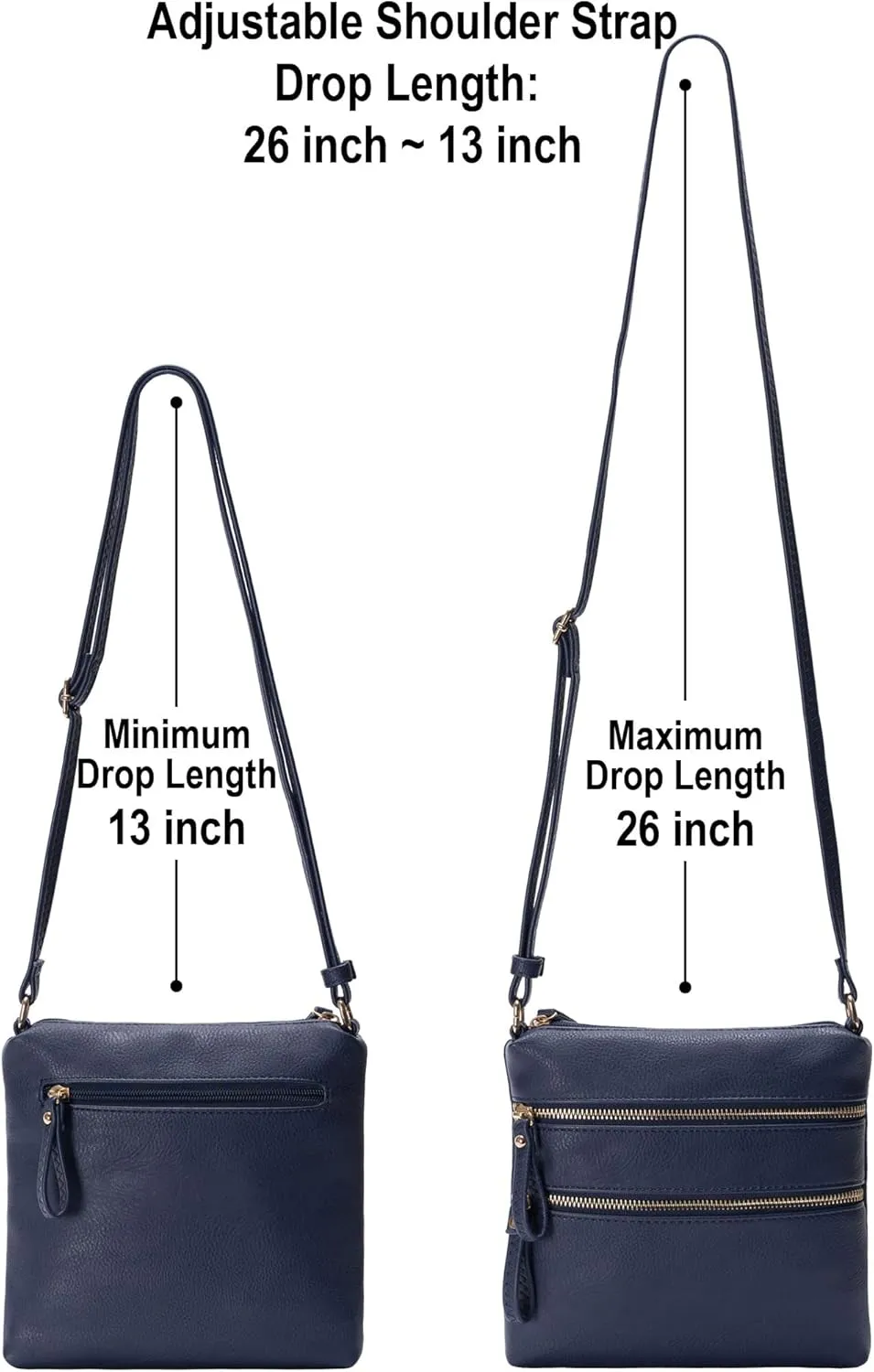 Solene Small Multi Zipper Pocket Crossbody Bag with Adjustable Strap, Lightweight Travel Purse, Daily Small Messenger Pouch
