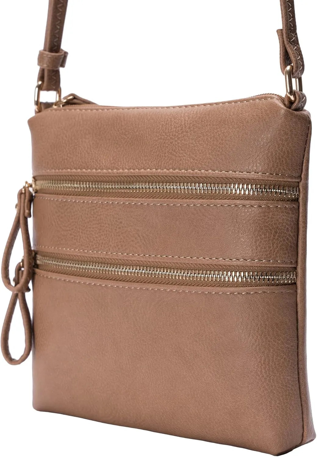 Solene Small Multi Zipper Pocket Crossbody Bag with Adjustable Strap, Lightweight Travel Purse, Daily Small Messenger Pouch