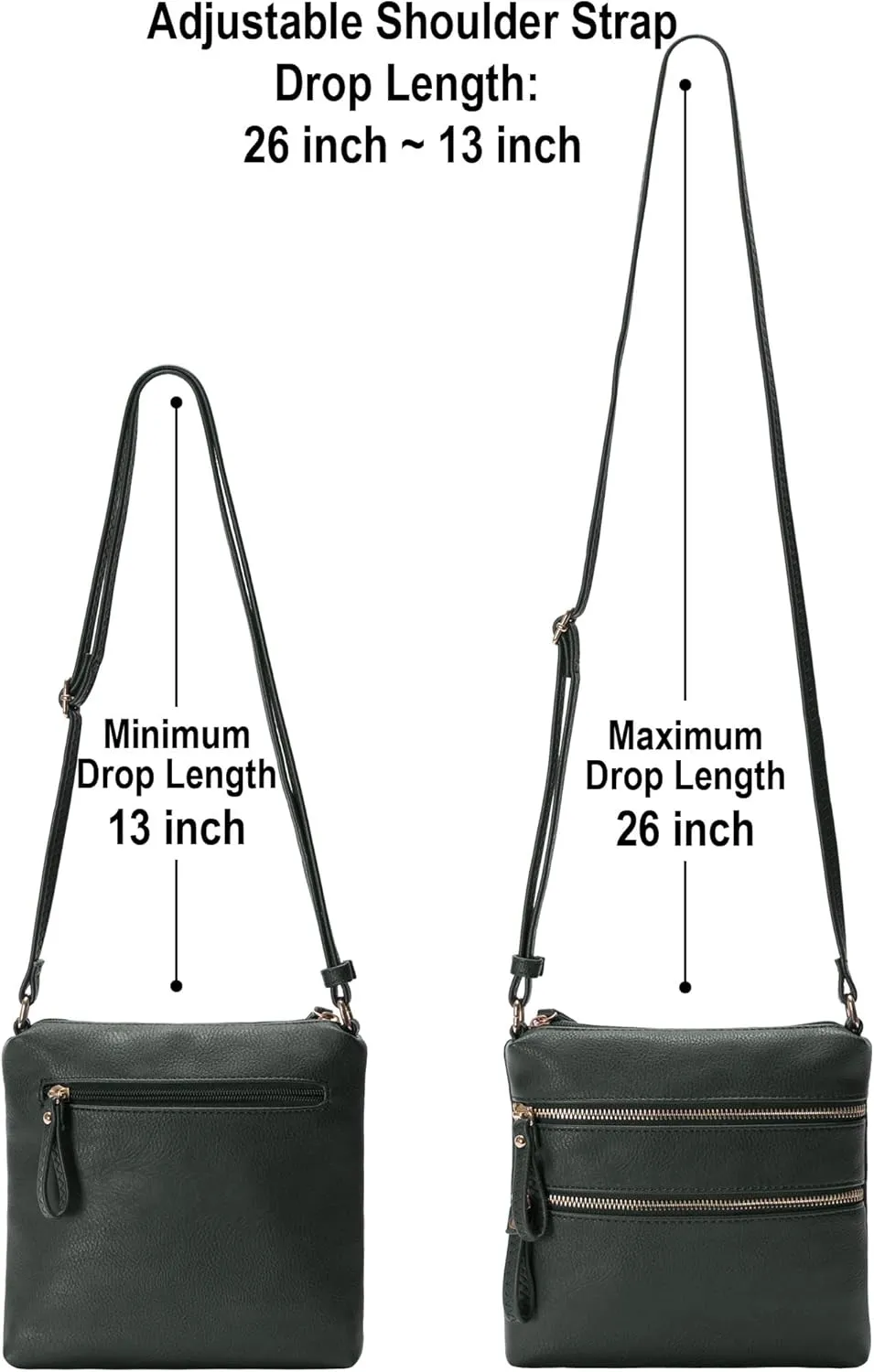 Solene Small Multi Zipper Pocket Crossbody Bag with Adjustable Strap, Lightweight Travel Purse, Daily Small Messenger Pouch