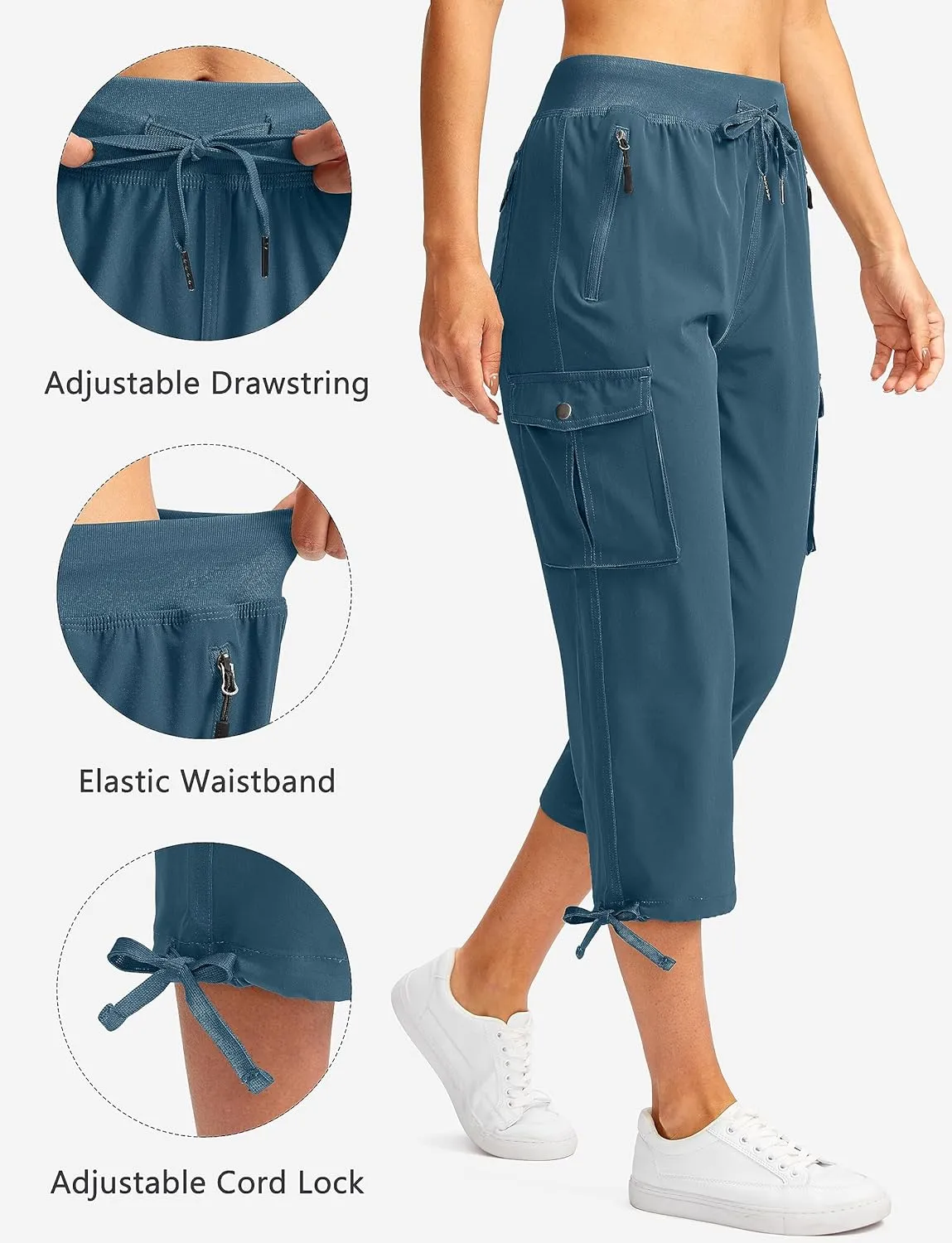 Soothfeel Women's Cargo Capris Pants with 6 Pockets Lightweight Quick Dry Travel Hiking Summer Pants for Women Casual