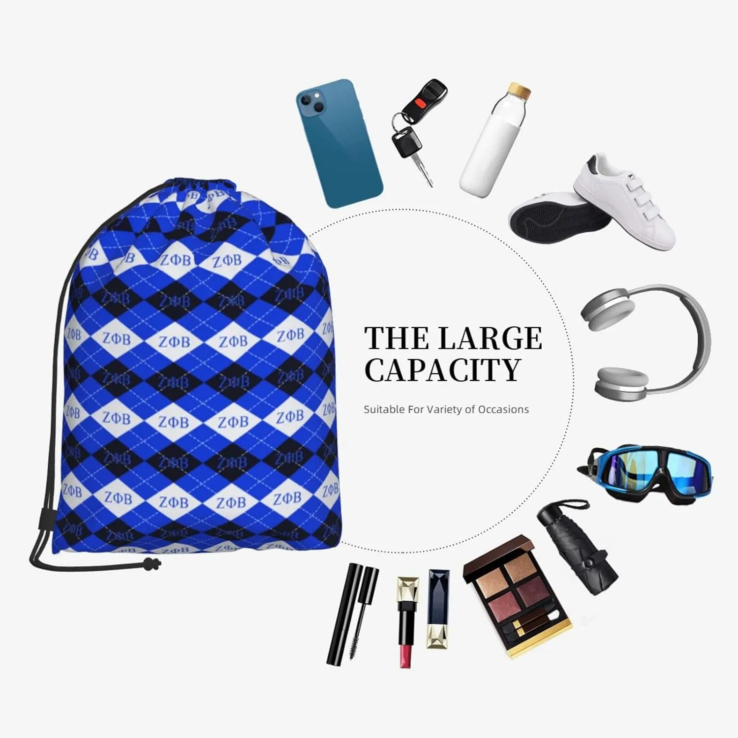 Sorority Paraphernalia Zeta Drawstring Backpack 14"X16.9" Crest Bag. This Bag Is Printed With Your Group'S Crest, Allowing You A Special Drawstring Bag For Jogging And Hiking