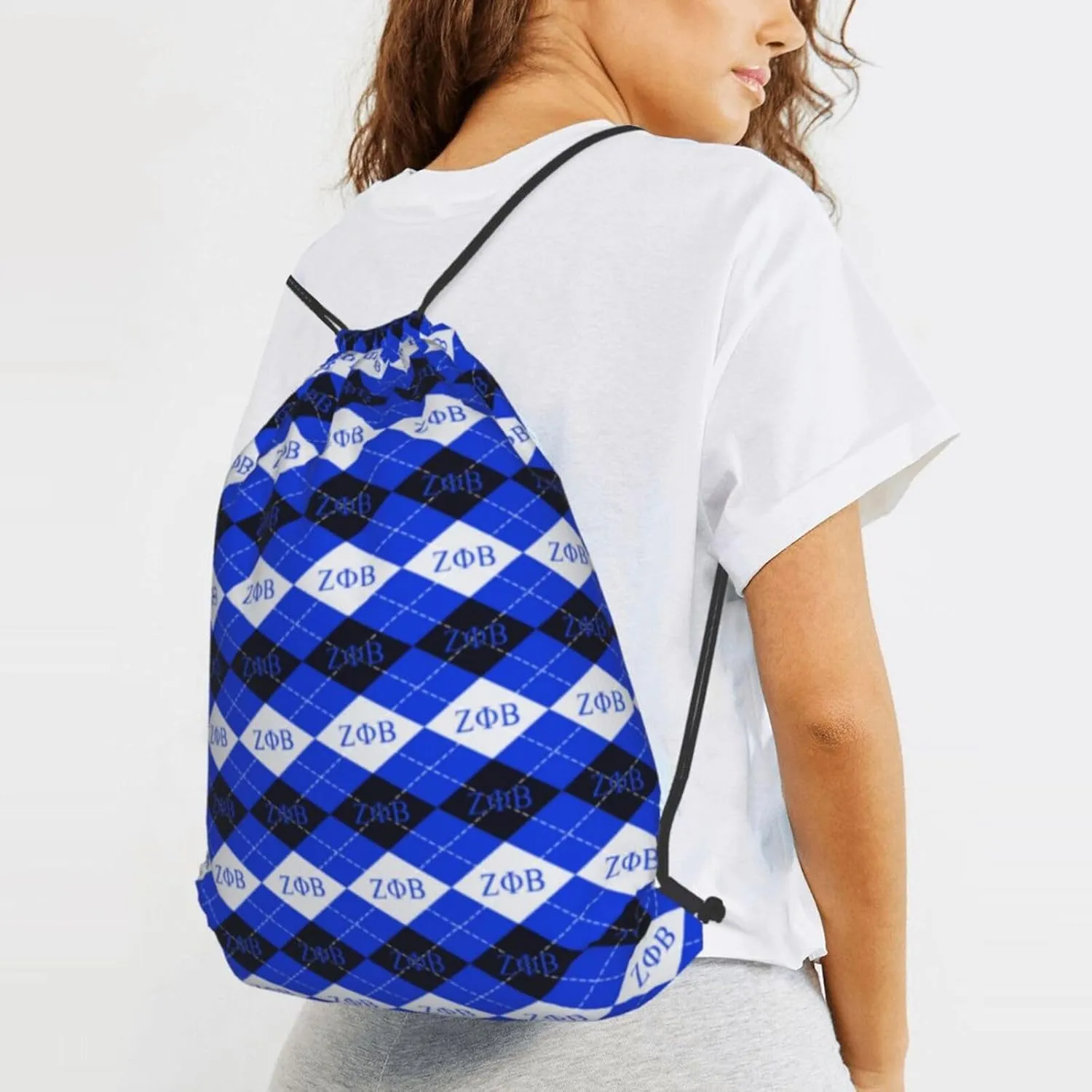 Sorority Paraphernalia Zeta Drawstring Backpack 14"X16.9" Crest Bag. This Bag Is Printed With Your Group'S Crest, Allowing You A Special Drawstring Bag For Jogging And Hiking