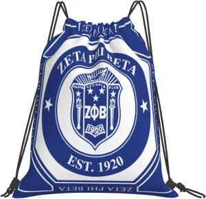 Sorority Paraphernalia Zeta Drawstring Backpack 14"X16.9" Crest Bag. This Bag Is Printed With Your Group'S Crest, Allowing You A Special Drawstring Bag For Jogging And Hiking