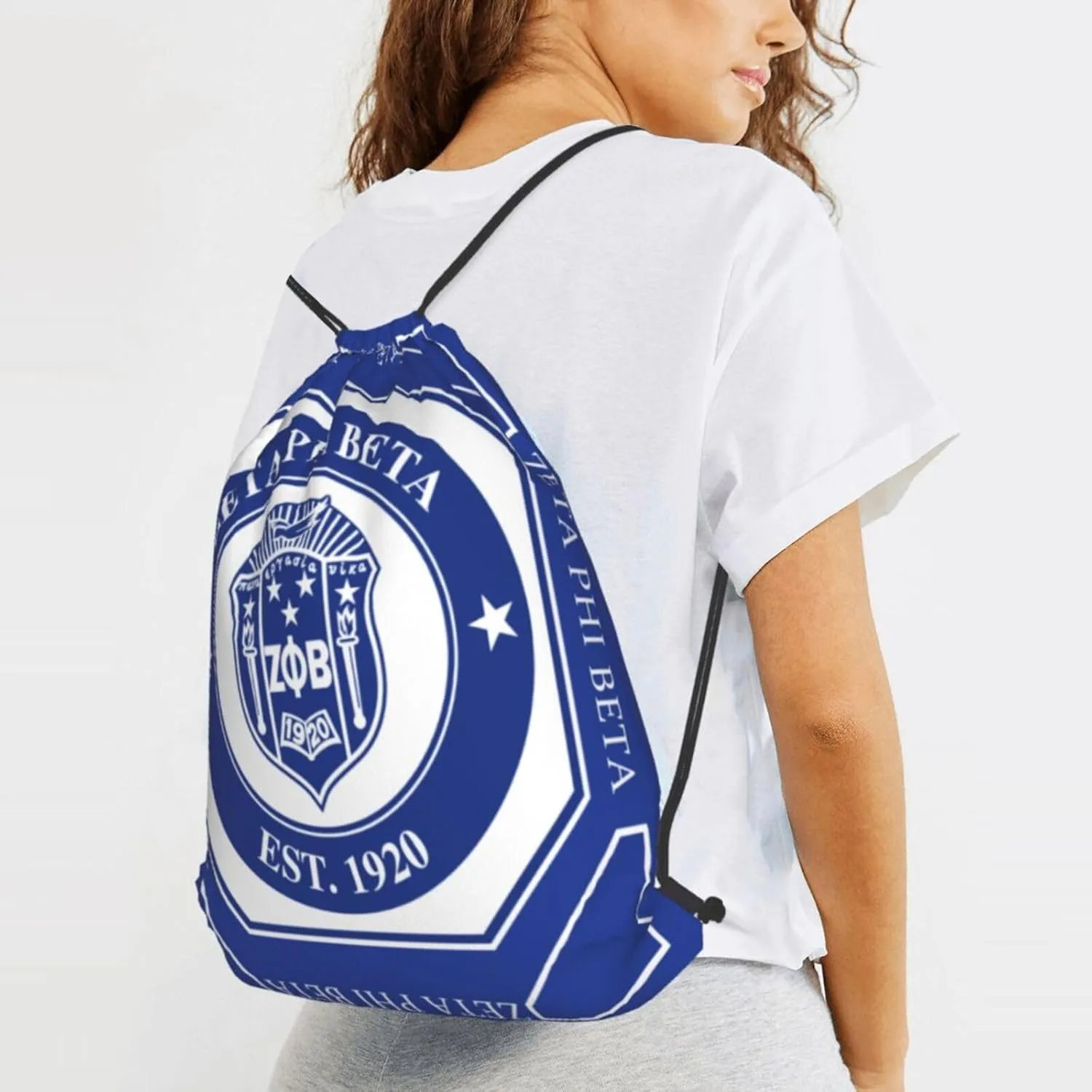 Sorority Paraphernalia Zeta Drawstring Backpack 14"X16.9" Crest Bag. This Bag Is Printed With Your Group'S Crest, Allowing You A Special Drawstring Bag For Jogging And Hiking