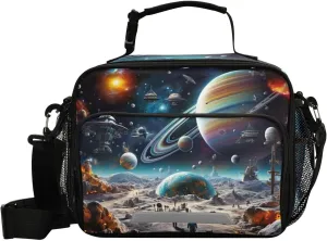 Space Planet Universe Kids Lunch Box Insulated Lunch Bags Cooler Tote Bag with Removable Shoulder Strap for Boy Girl Student 20847713
