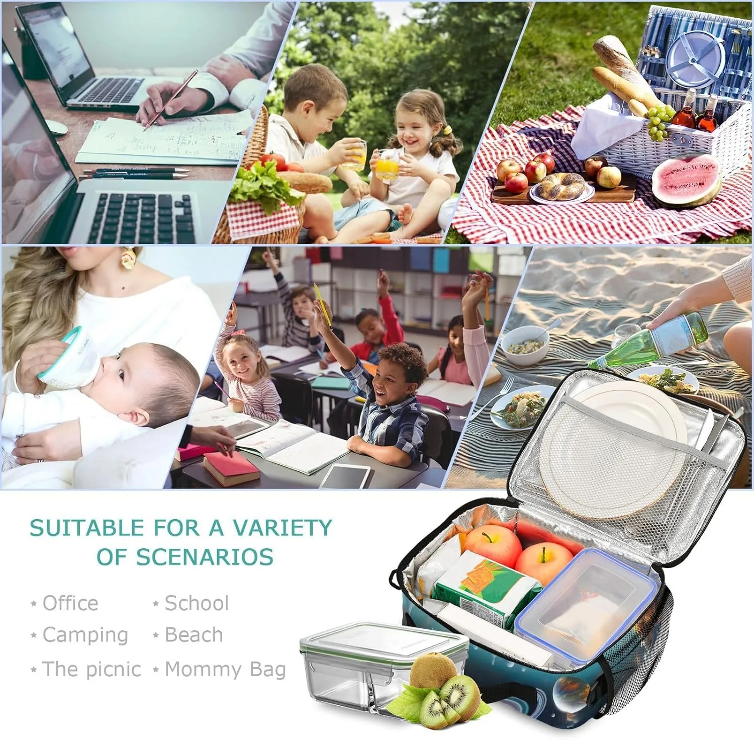Space Planet Universe Kids Lunch Box Insulated Lunch Bags Cooler Tote Bag with Removable Shoulder Strap for Boy Girl Student 20847713