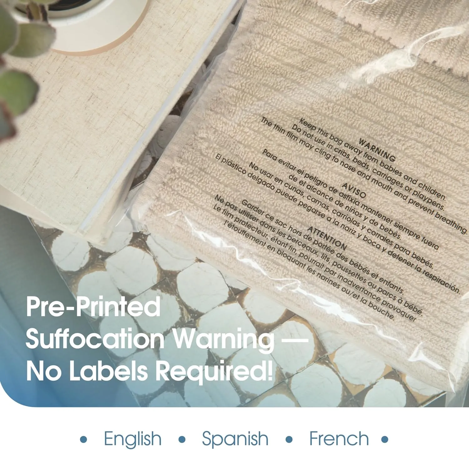 Spartan Industrial - 10” X 12” (200 Count) Self Seal Clear Poly Bags with Suffocation Warning for Packaging, T Shirts - Permanent Adhesive