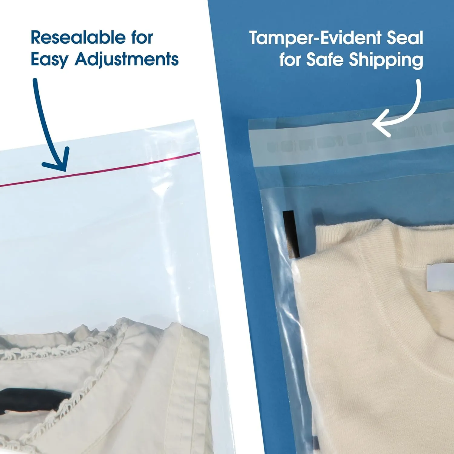 Spartan Industrial - 11” X 14” (200 Count) Self Seal Clear Poly Bags with Suffocation Warning for Packaging, T Shirts & - Resealable Glue