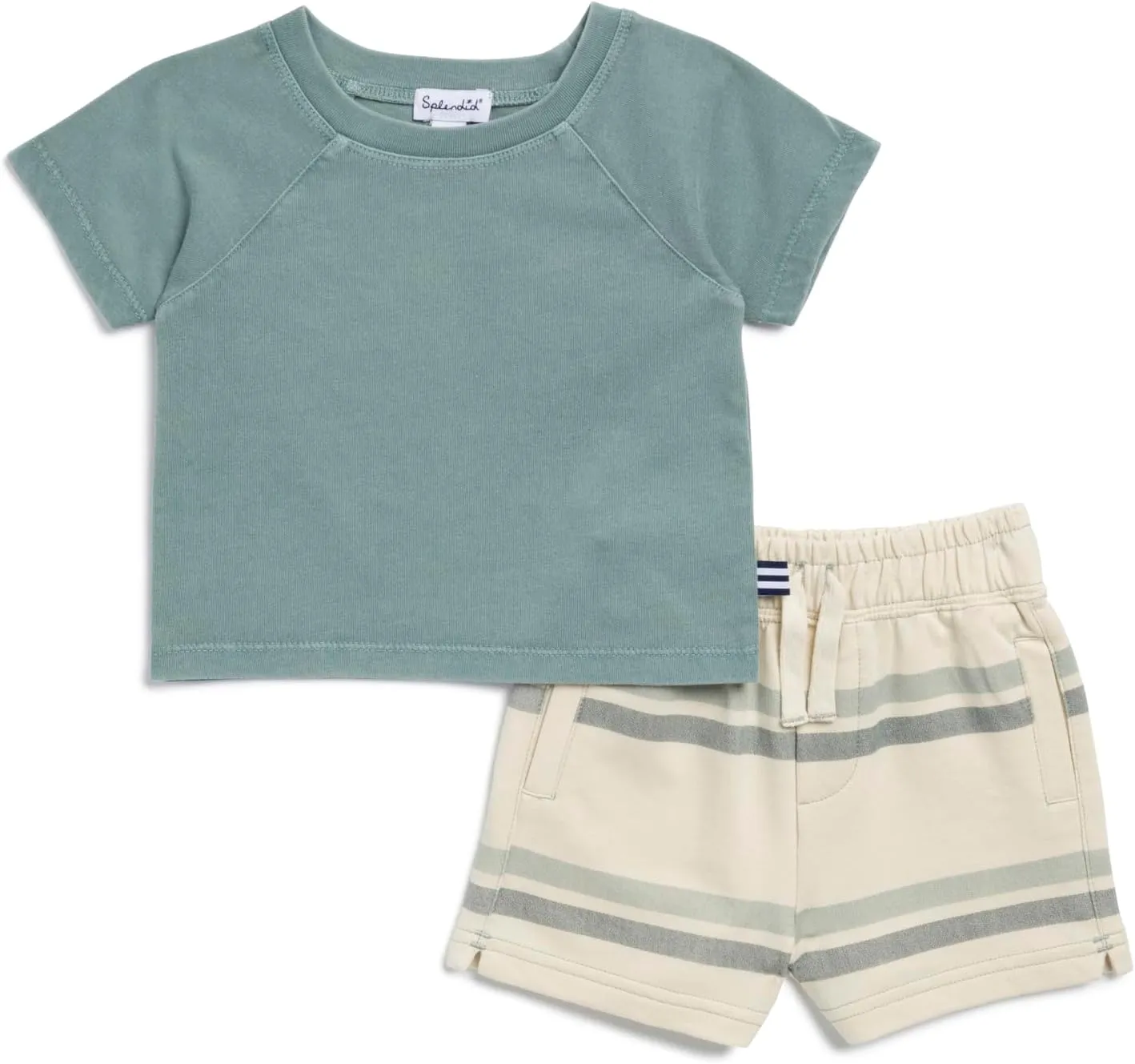 Splendid Baby Boys Charlie Short Sleeve Tee Shirt and Striped Shorts 2-piece Set