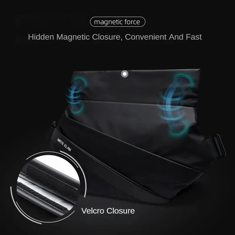 Sport with Waterproof Shoulder Black Magnetic Bag, Fashion for Bag Crossbody Men Reliable delivery Buckle, Bag Travel Sling Premium Exclusive offerings
