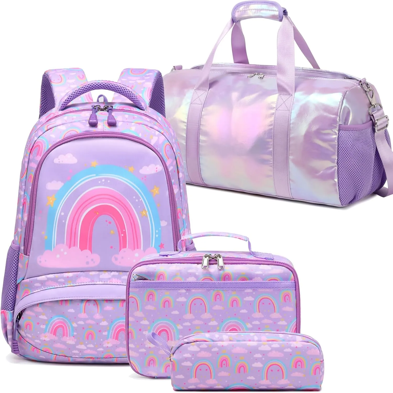 Sports Duffle Bag for Girls Dance Bag for Girls School Backpack with Lunch Box School Bags 4 in 1 Set