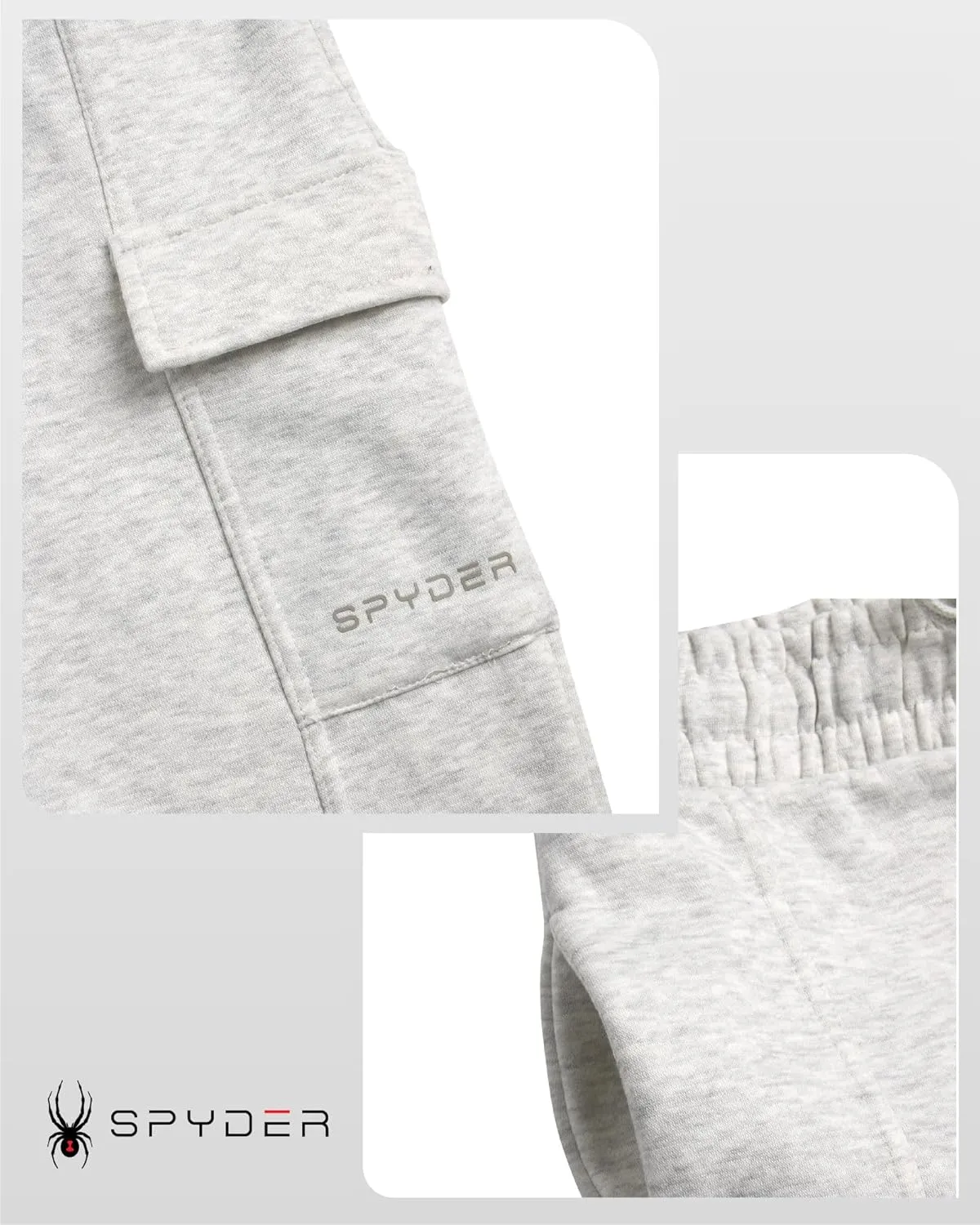 Spyder Women's Cargo Sweatpants - Cozy Fleece Joggers for Women with Adjustable Drawstring Waist and Pockets (Sizes: S-XL)