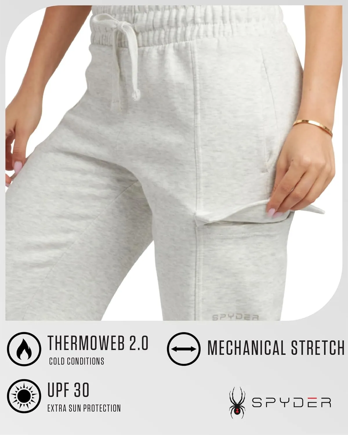 Spyder Women's Cargo Sweatpants - Cozy Fleece Joggers for Women with Adjustable Drawstring Waist and Pockets (Sizes: S-XL)