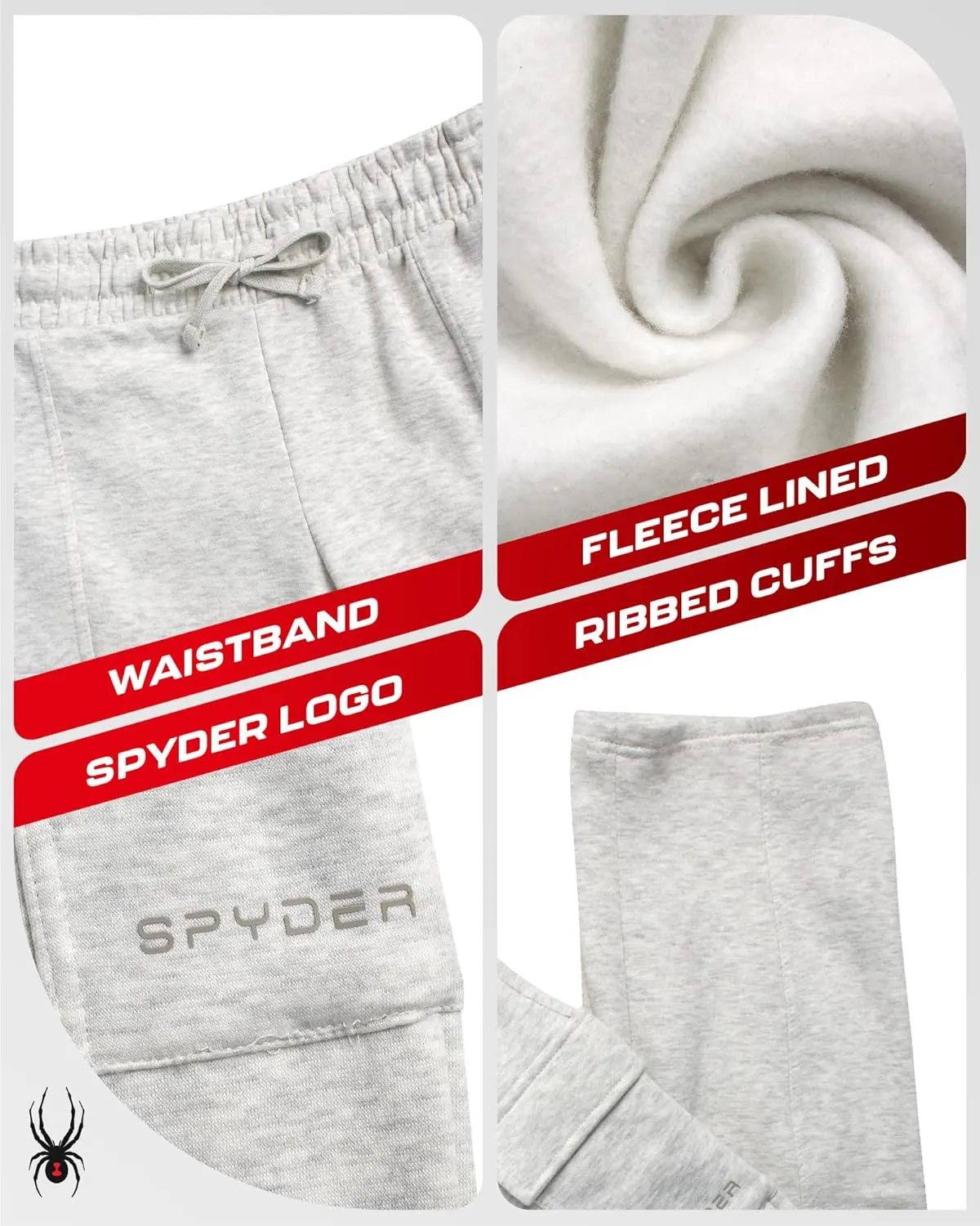 Spyder Women's Cargo Sweatpants - Cozy Fleece Joggers for Women with Adjustable Drawstring Waist and Pockets (Sizes: S-XL)
