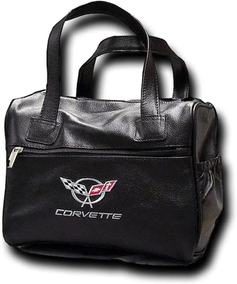SR1 Performance C5 Corvette Travel Duffel Tote Bag - Leather Car Kit Organizer with Embroidered Logo for 1997-2004 Corvettes