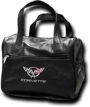 SR1 Performance C5 Corvette Travel Duffel Tote Bag - Leather Car Kit Organizer with Embroidered Logo for 1997-2004 Corvettes