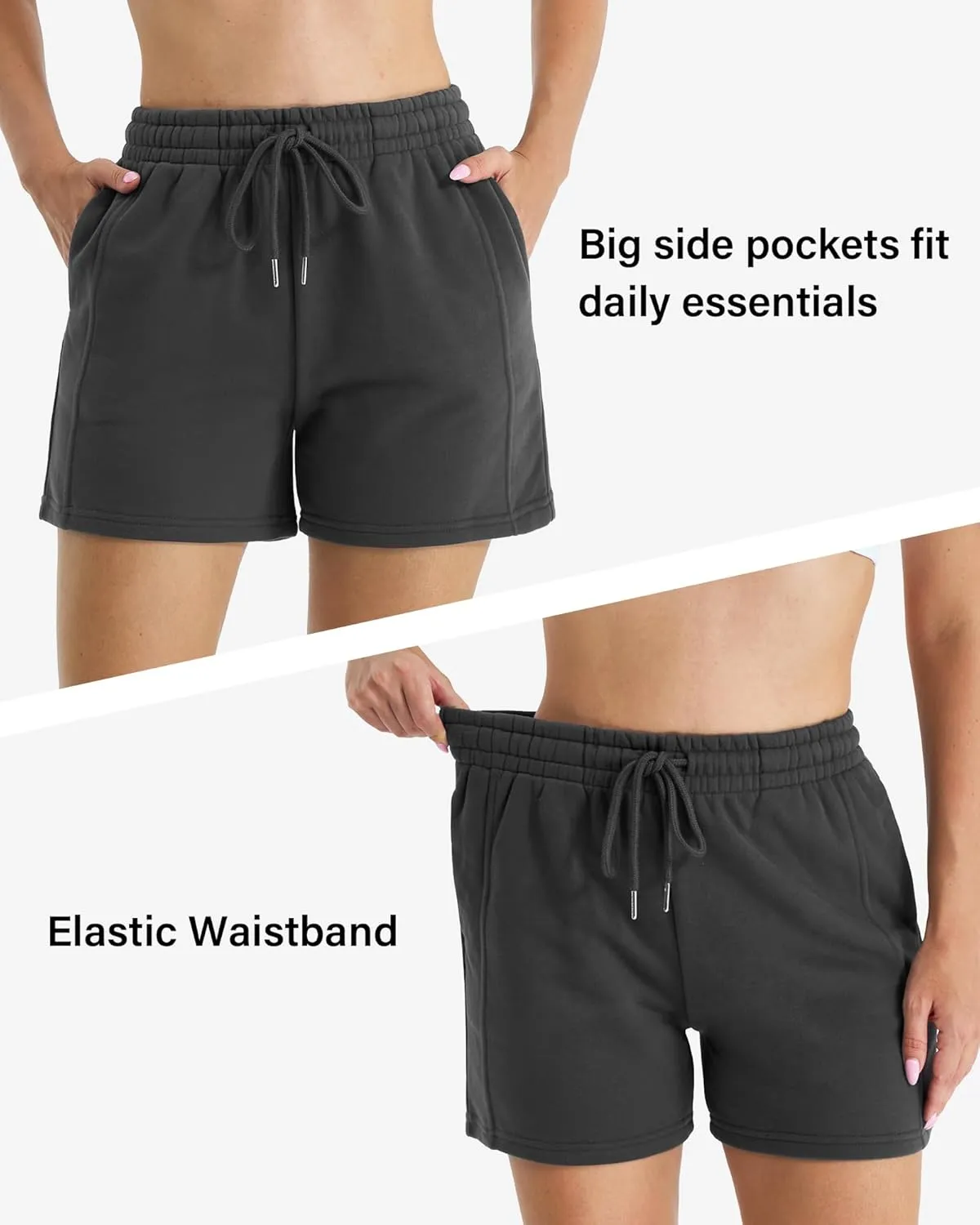Stelle Women's Drawstring Sweat Shorts Comfy Elastic Shorts Workout Lounge Shorts with Pockets